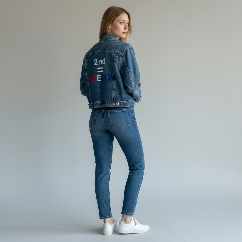 Vintage Guess Jeans Denim Jacket Medium Wash 2nd Freedom Graphic Womens M 90s